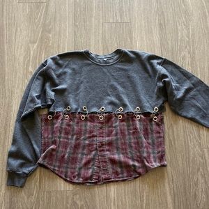 LF Furst of a Kind Gray Sweatshirt with Red Plaid